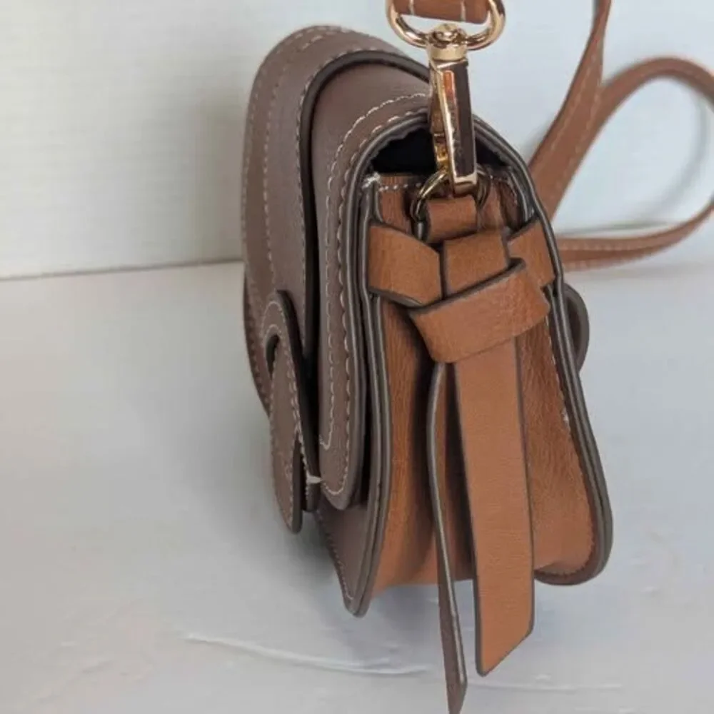 Small Rachel Zoe Tan Leather Convertible Crossbody Bag Purse 7x5